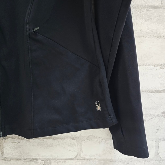 Spyder Active Womens XL Black Full Zip Hooded Athletic Jacket with Thumbholes - Picture 4 of 8